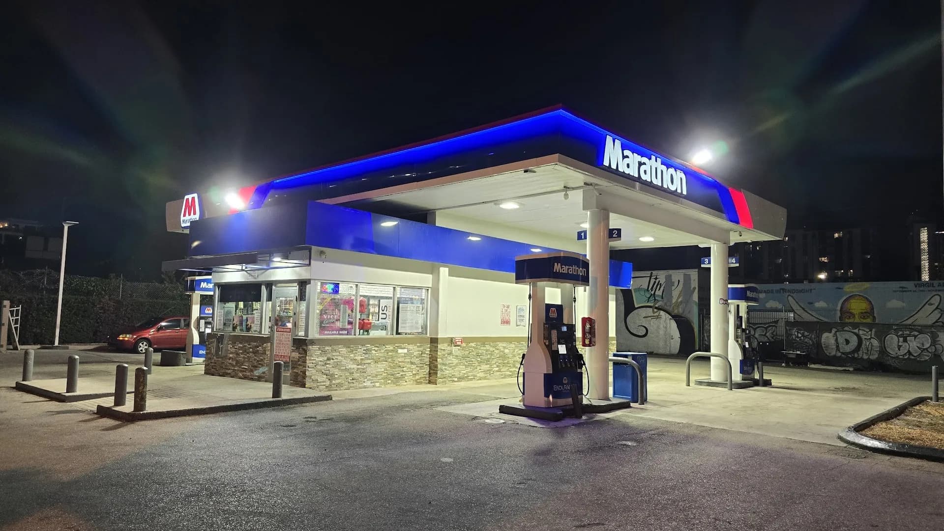 Marathon gas station at 127 NW 20th St, Wynwood, Miami